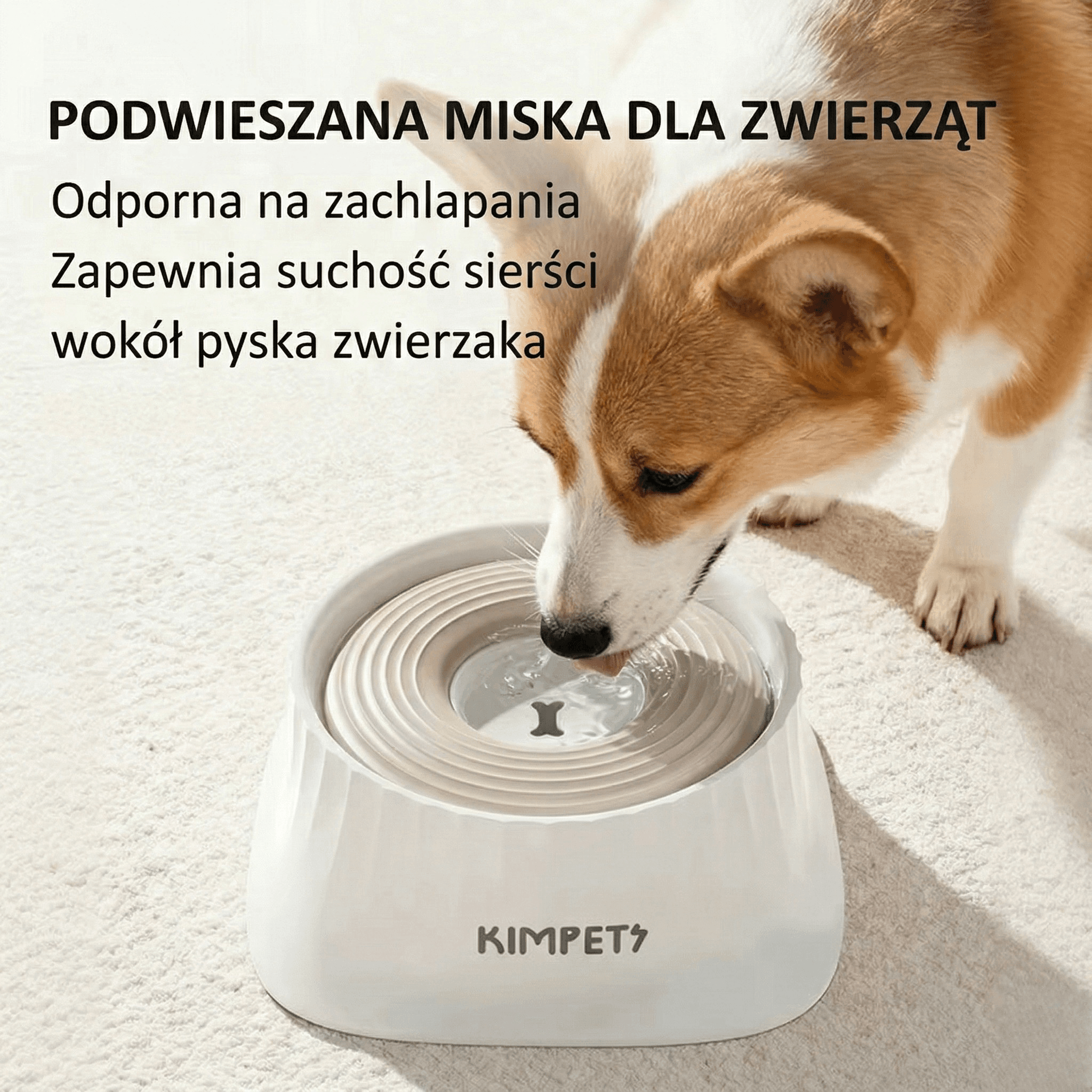 KIMPETS Inteligentna Miska z Pływającą Platformą dla Psów i Kotów – Bez Rozprysków, Regulowany Przepływ Wody